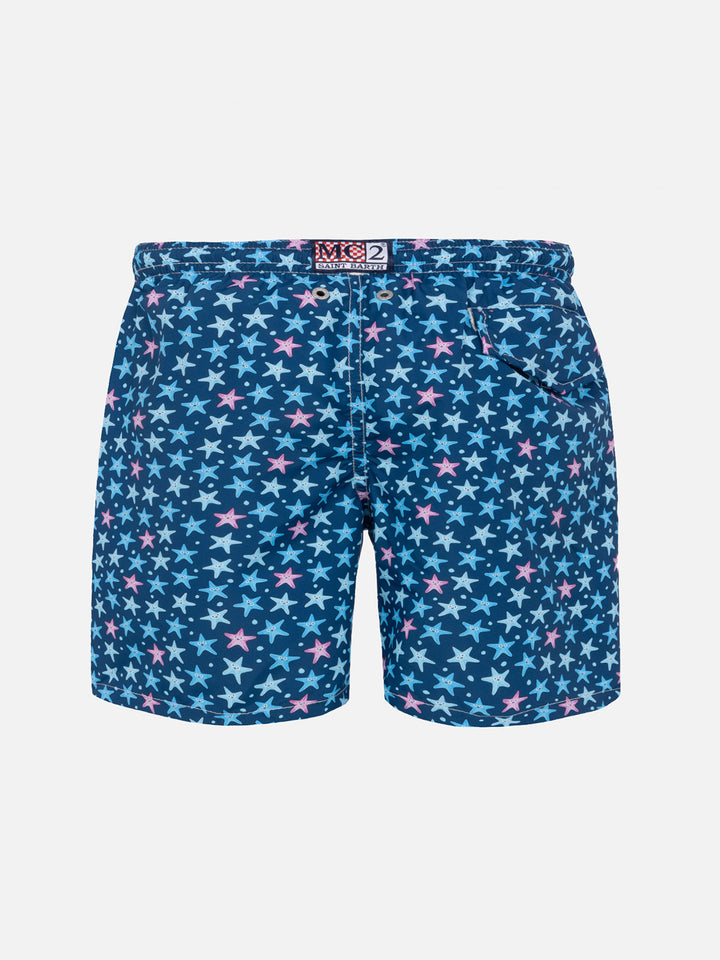 Boy lightweight fabric swim-shorts Jean Lighting with starfishes print - MC2 Saint Barth