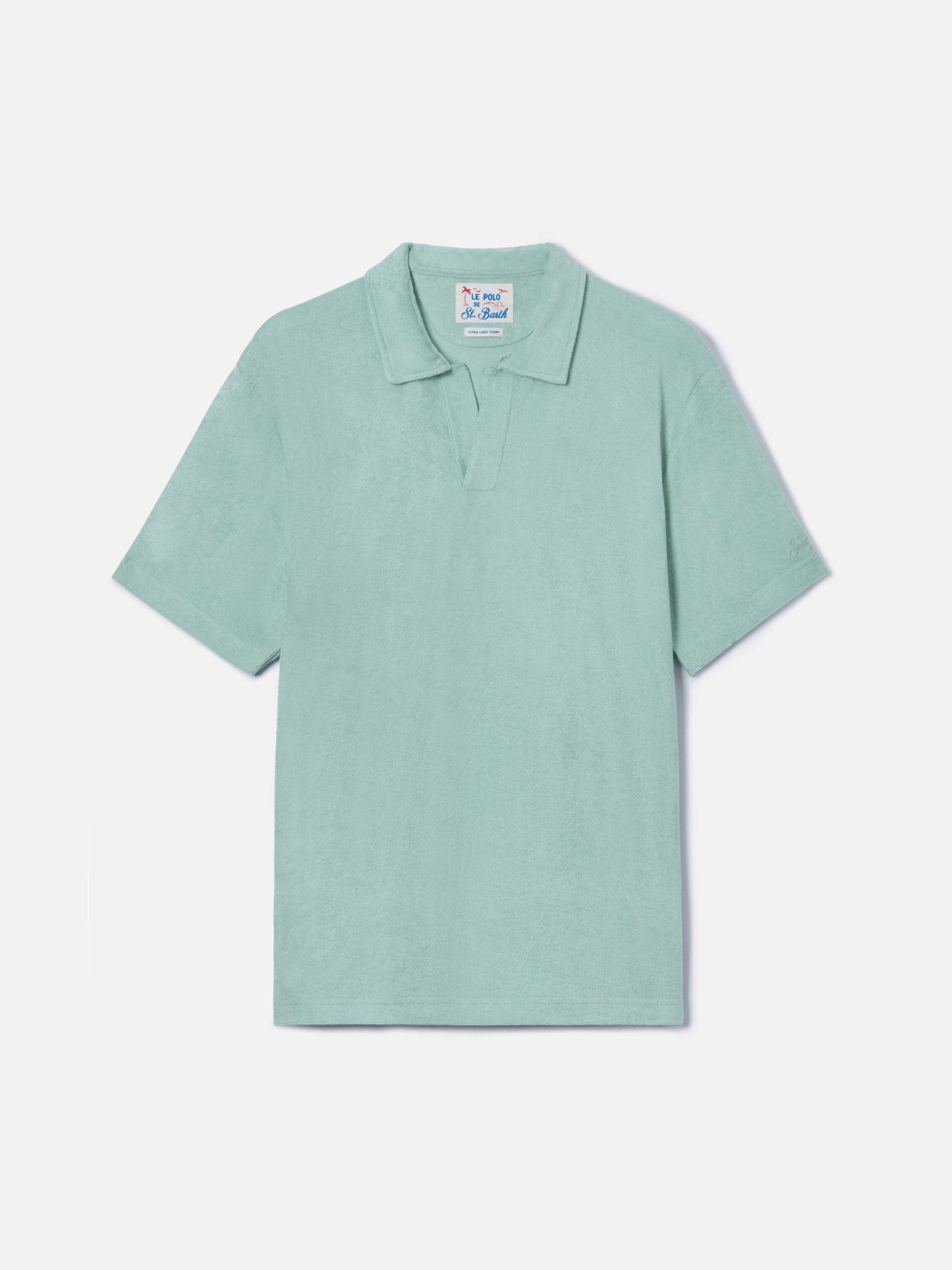 Salbeigrünes Jeremy Poloshirt aus Baumwolle in Frottee-Optik