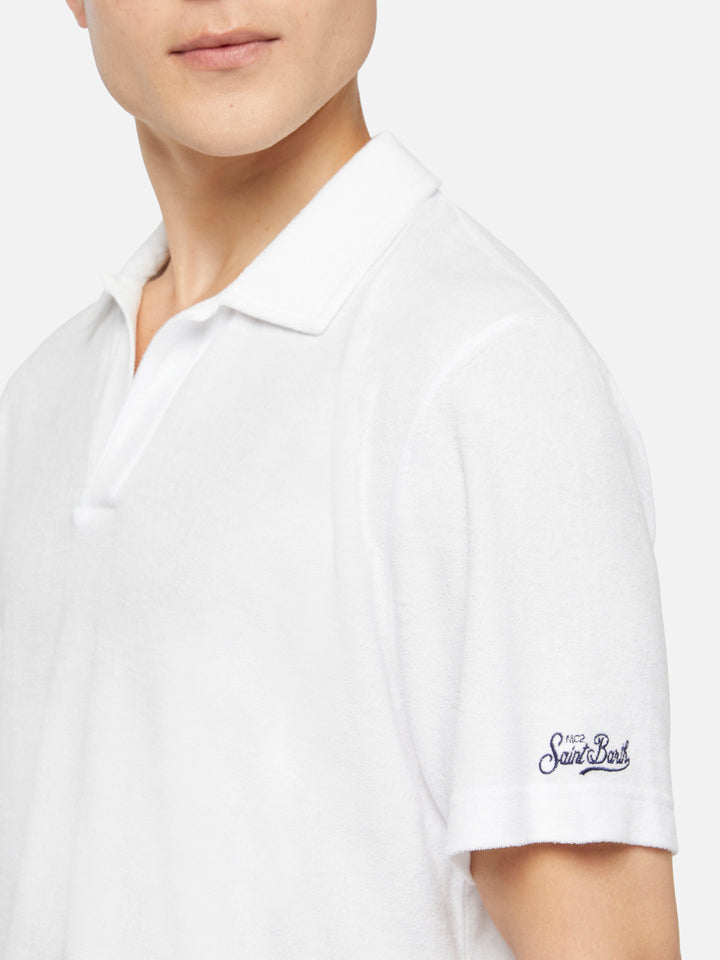 Jeremy white terry buttonless polo shirt - MC2 Saint Barth