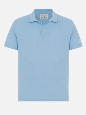 Jeremy light blue terry buttonless polo shirt - MC2 Saint Barth