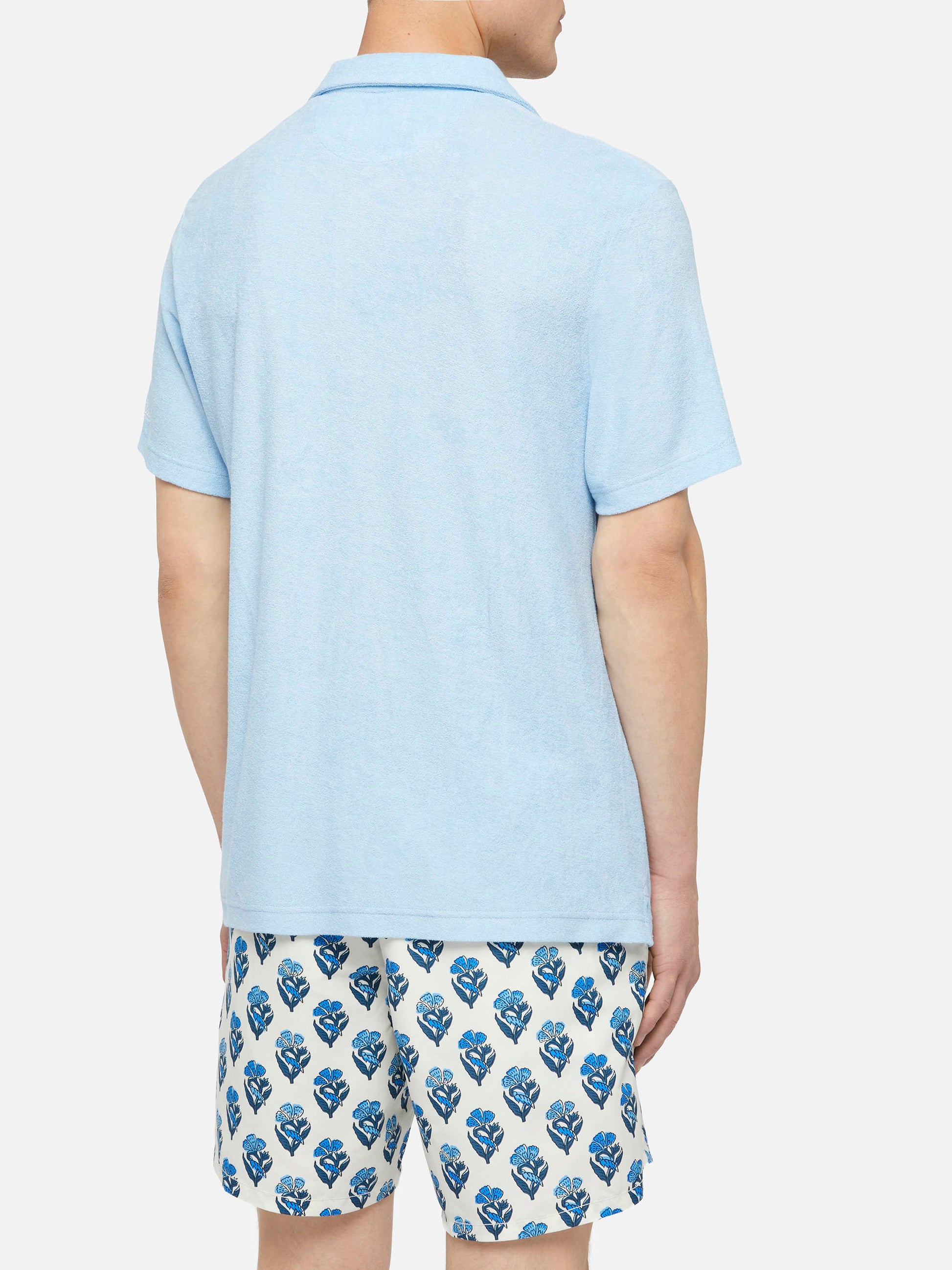 Jeremy light blue terry buttonless polo shirt - MC2 Saint Barth