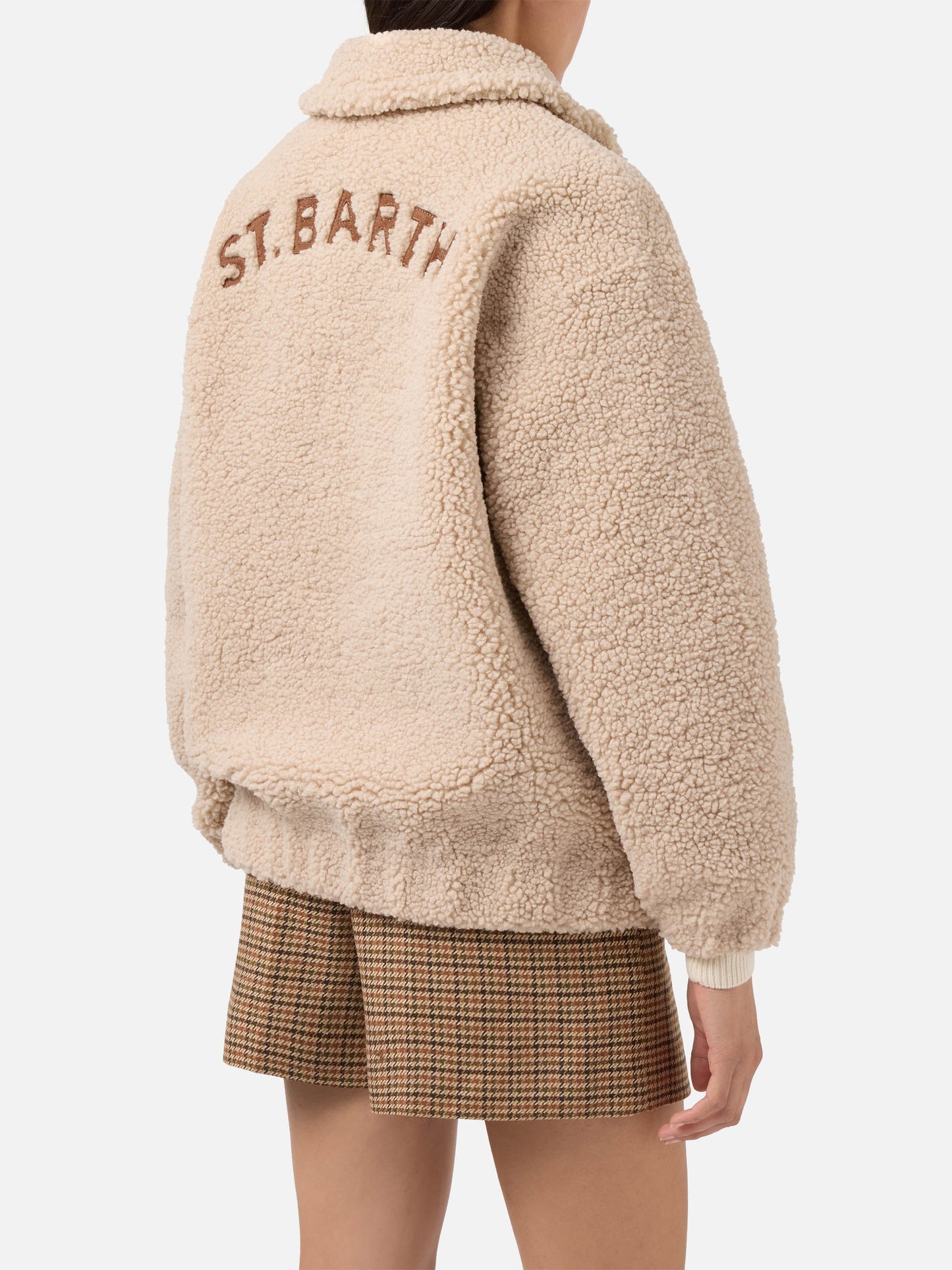 Jeanne teddy bomber with back patch