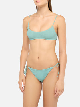 Bralette bikini Judy Marielle in sage green crinkle lurex