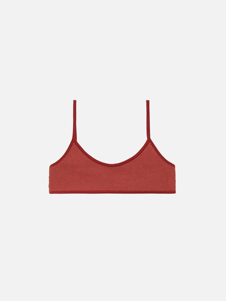 Judy top bralette in crinkle color arancio ruggine