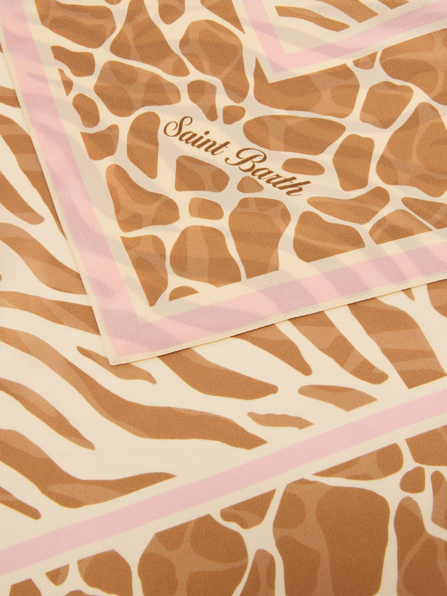Kitana Foulard aus reiner Seide mit beigem Animal-Print