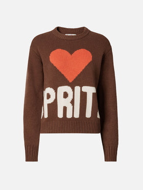 Maglione Kyla in lana marrone con jacquard Spritz