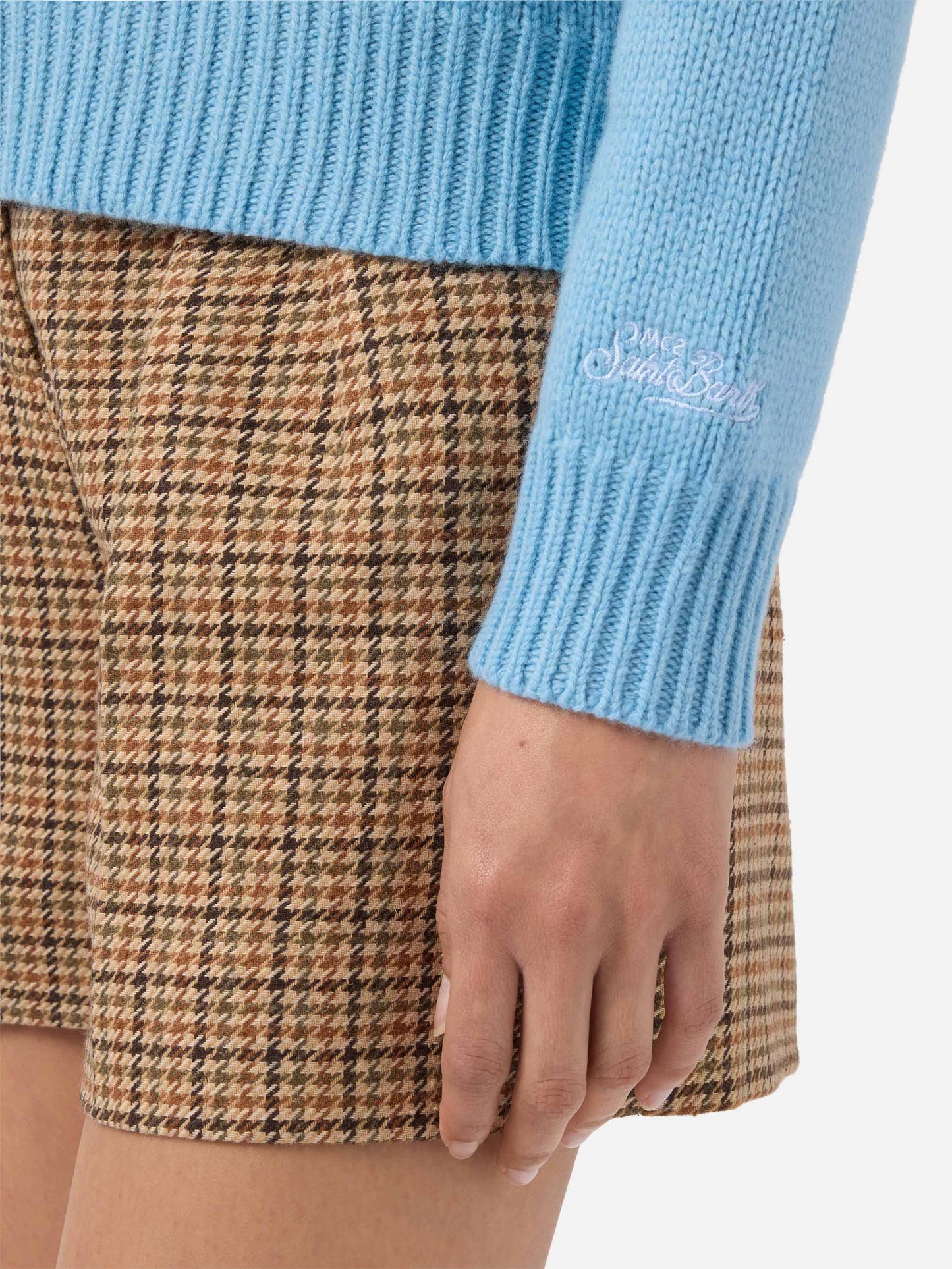 Kyla wool sweater in light blue with Snow jacquard