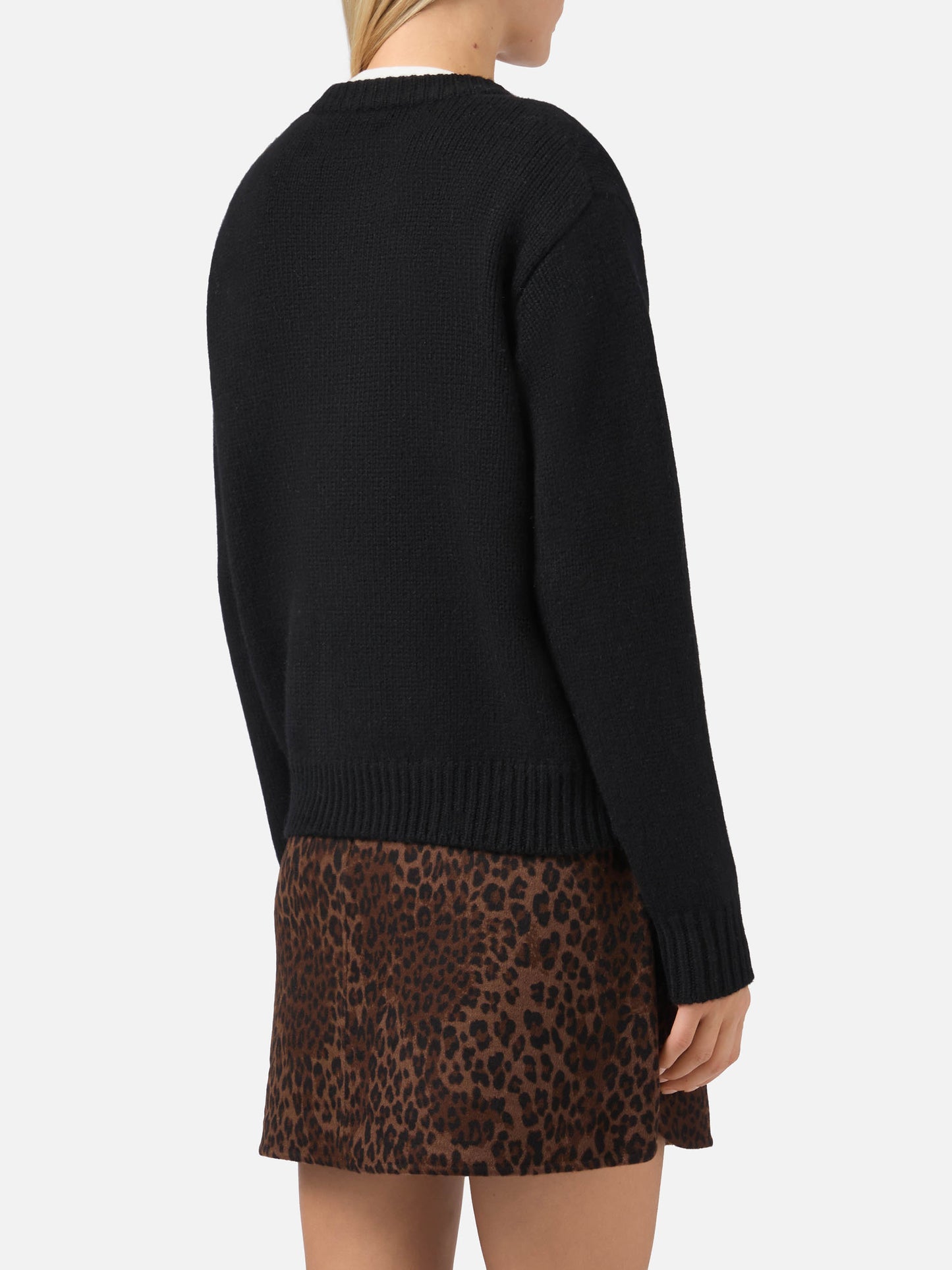 Kyla wool sweater in black with Après jacquard