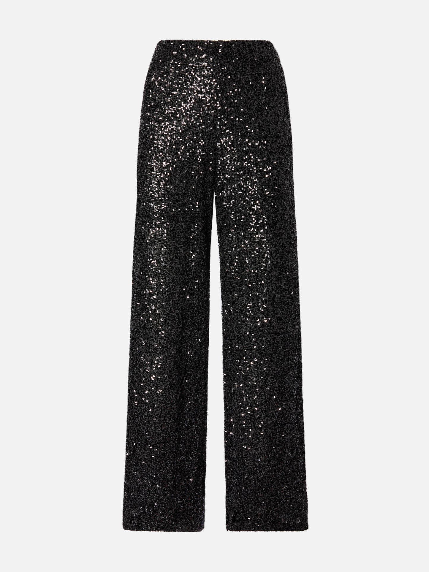 Pantaloni dritti Lucette in tessuto paillettes neri