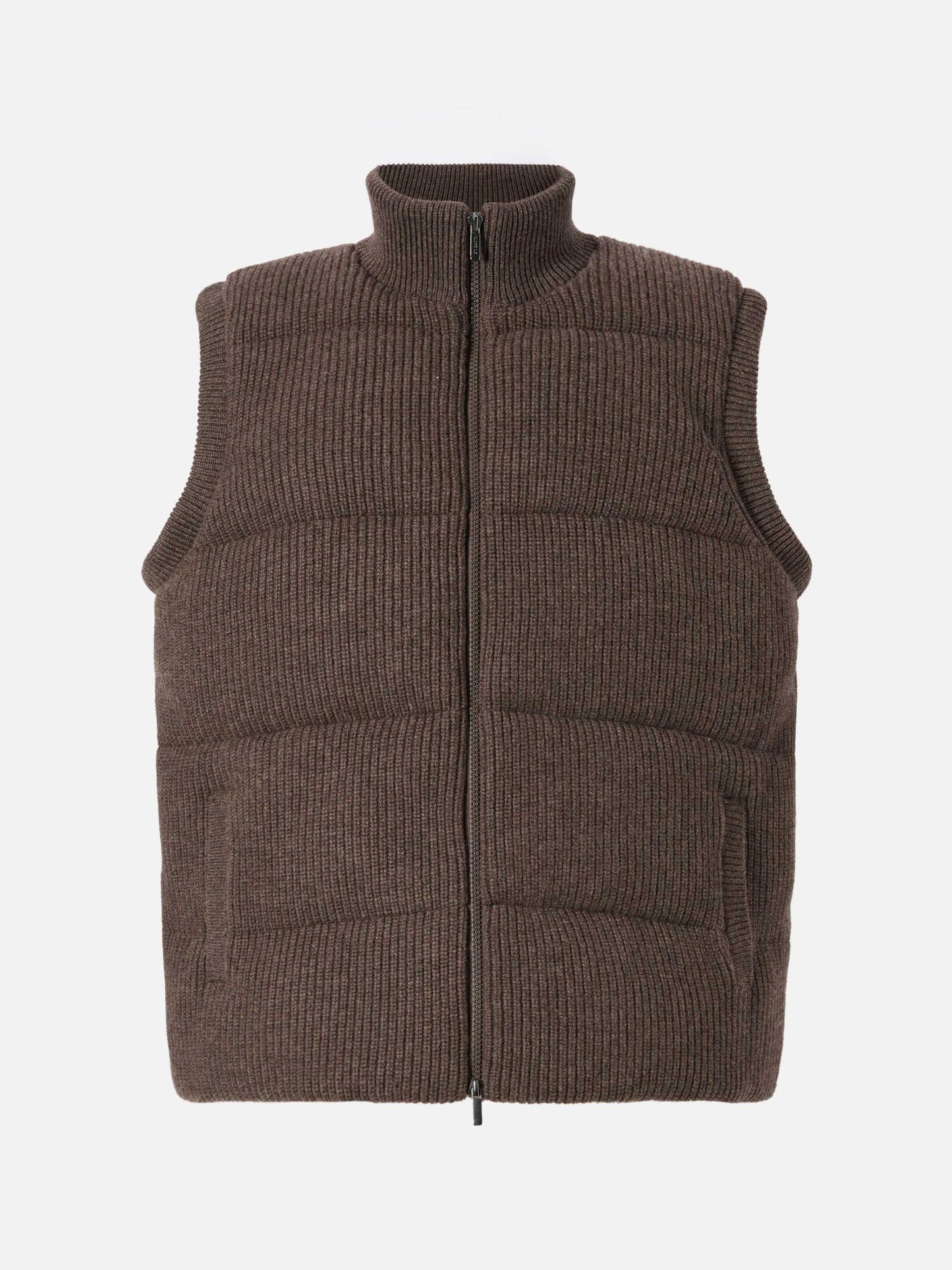 Leeds Knit padded gilet in hazelnut