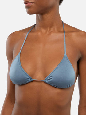 Leah top bikini triangolo shimmer blu avio
