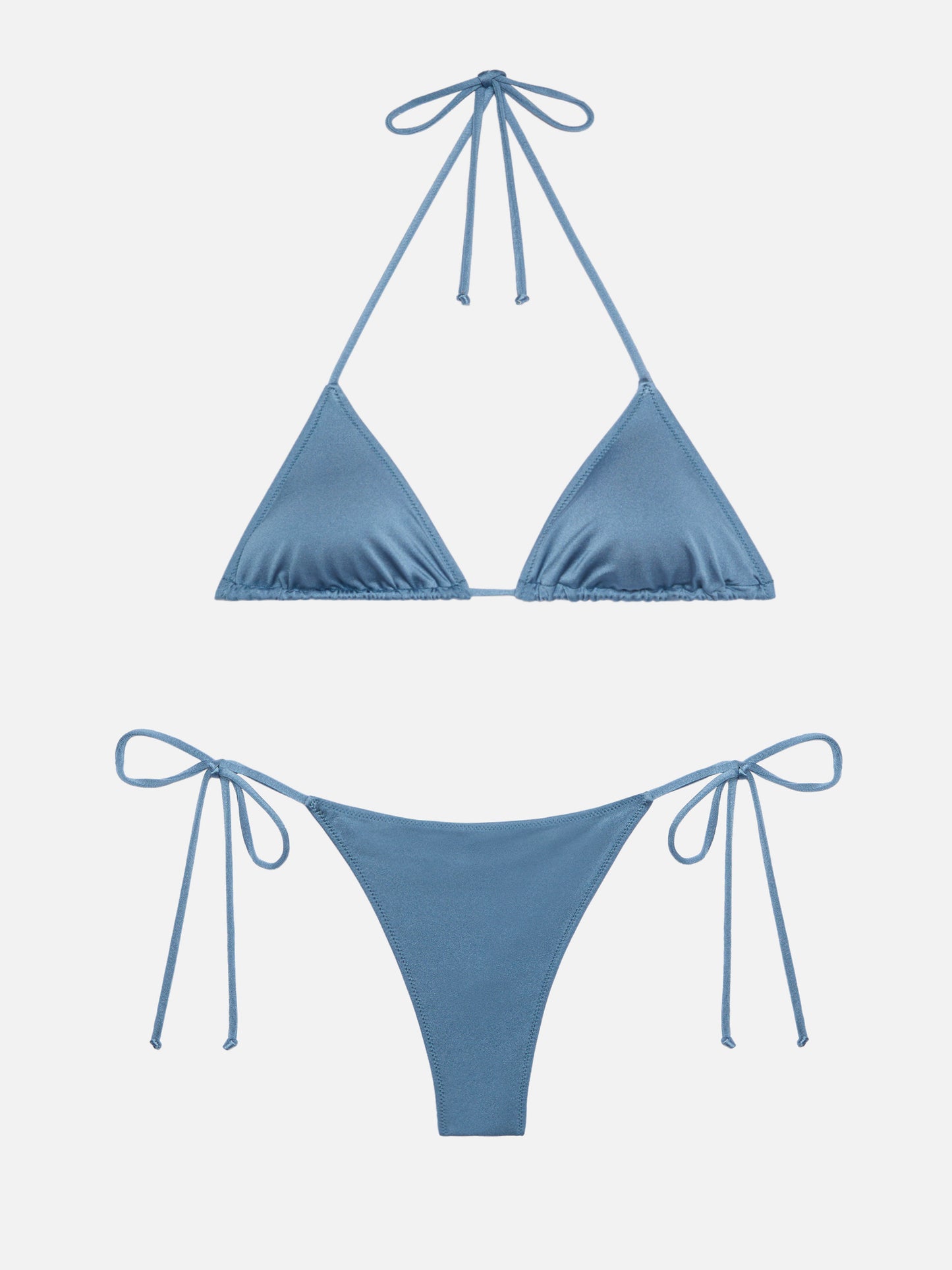 Bikini a triangolo Leah Marielle in shimmer color blu avio