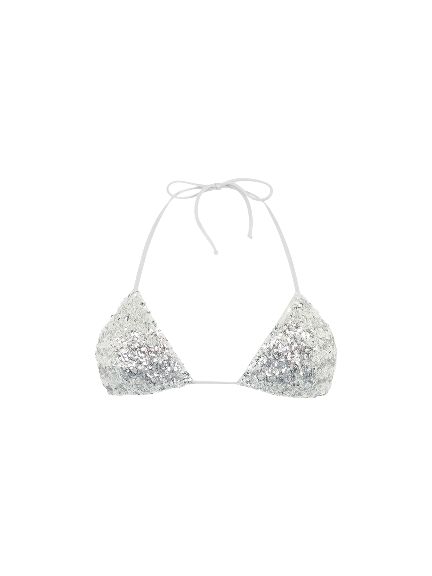 Top triangolo paillettes argento donna Leah