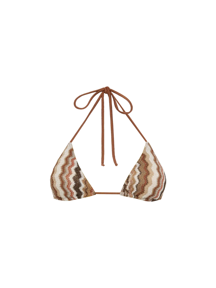 Leah top a triangolo in tessuto raschel con motivo chevron