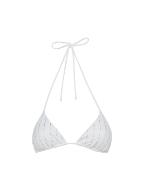Leah top bikini triangolo con strass a righe