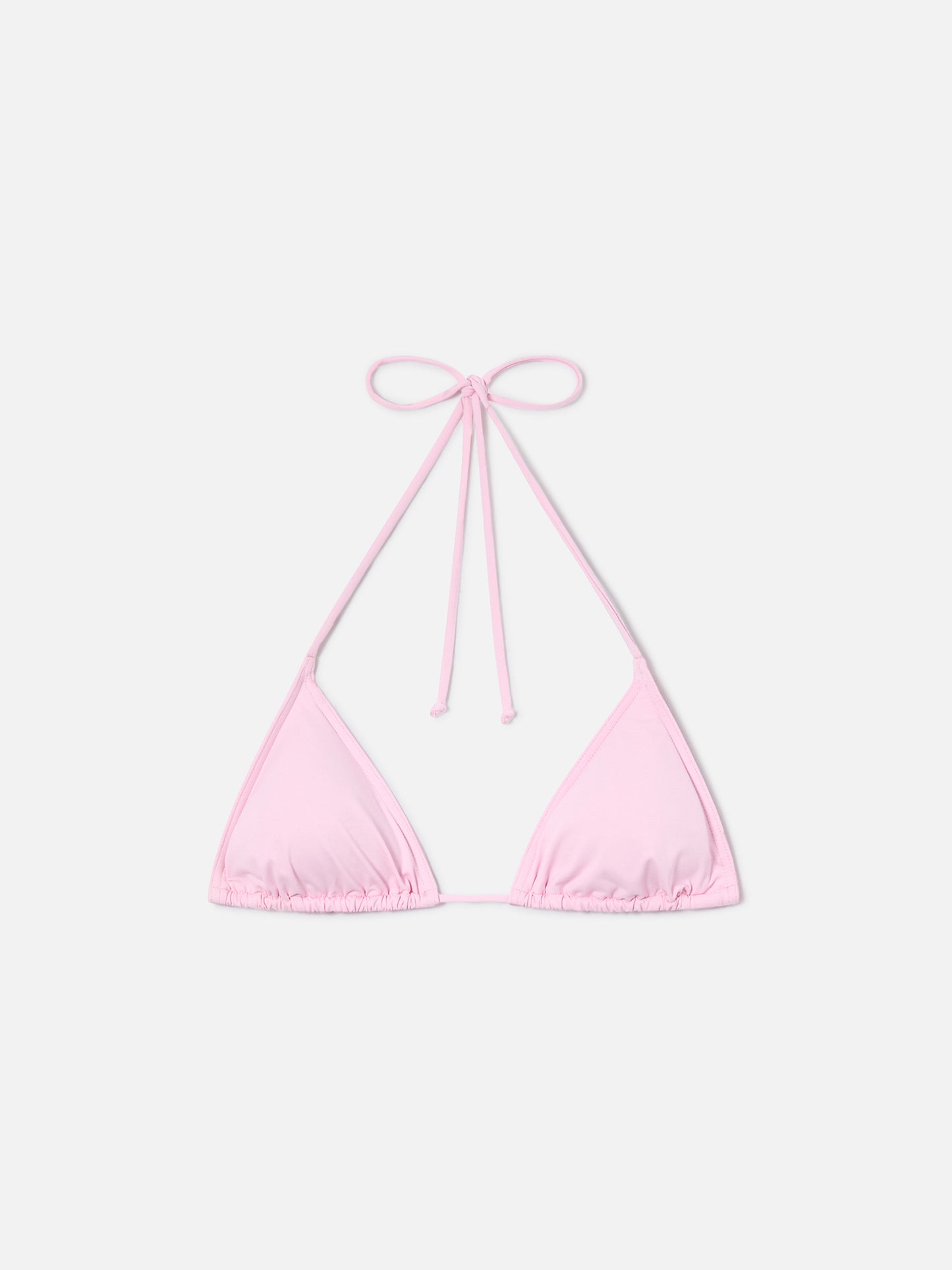 Leah triangle with ties bikini top in solid pastel pink