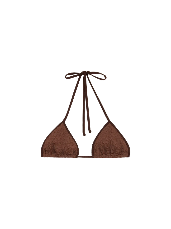 Leah – Braunes Crinkle-Triangel-Top