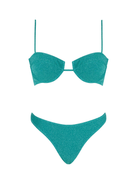 Woman teal lurex underwired bralette bikini Salina Lido - MC2 Saint Barth