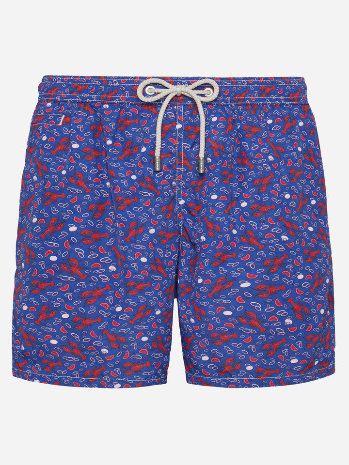 Lightweight fabric swim shorts Lighting with lobster print - MC2 Saint Barth