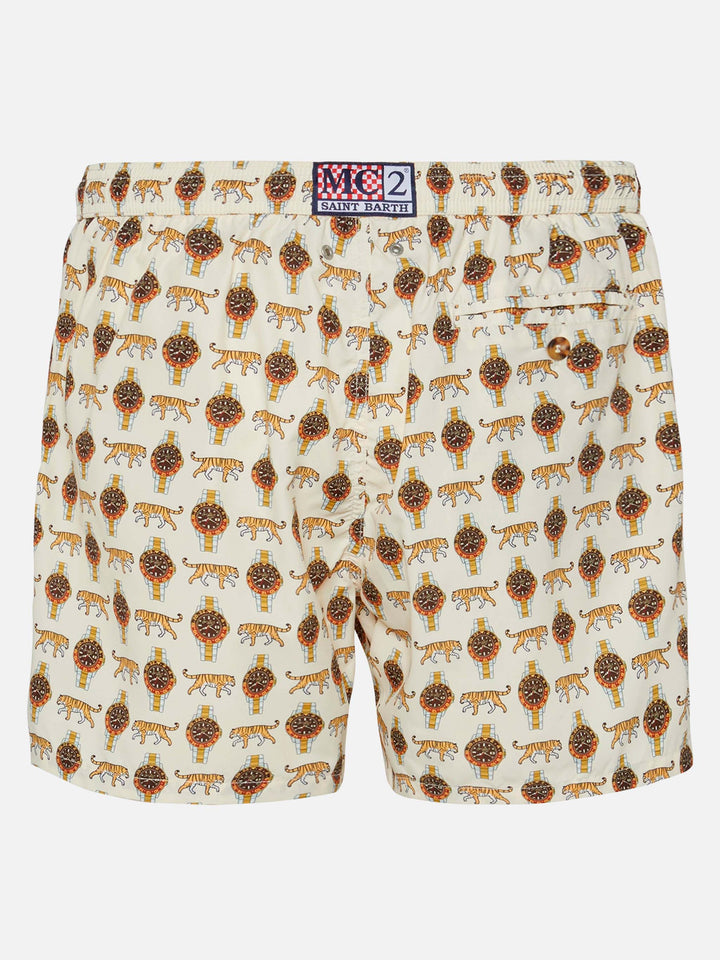 Costume mare Lighting in tessuto leggero con stampa orologi