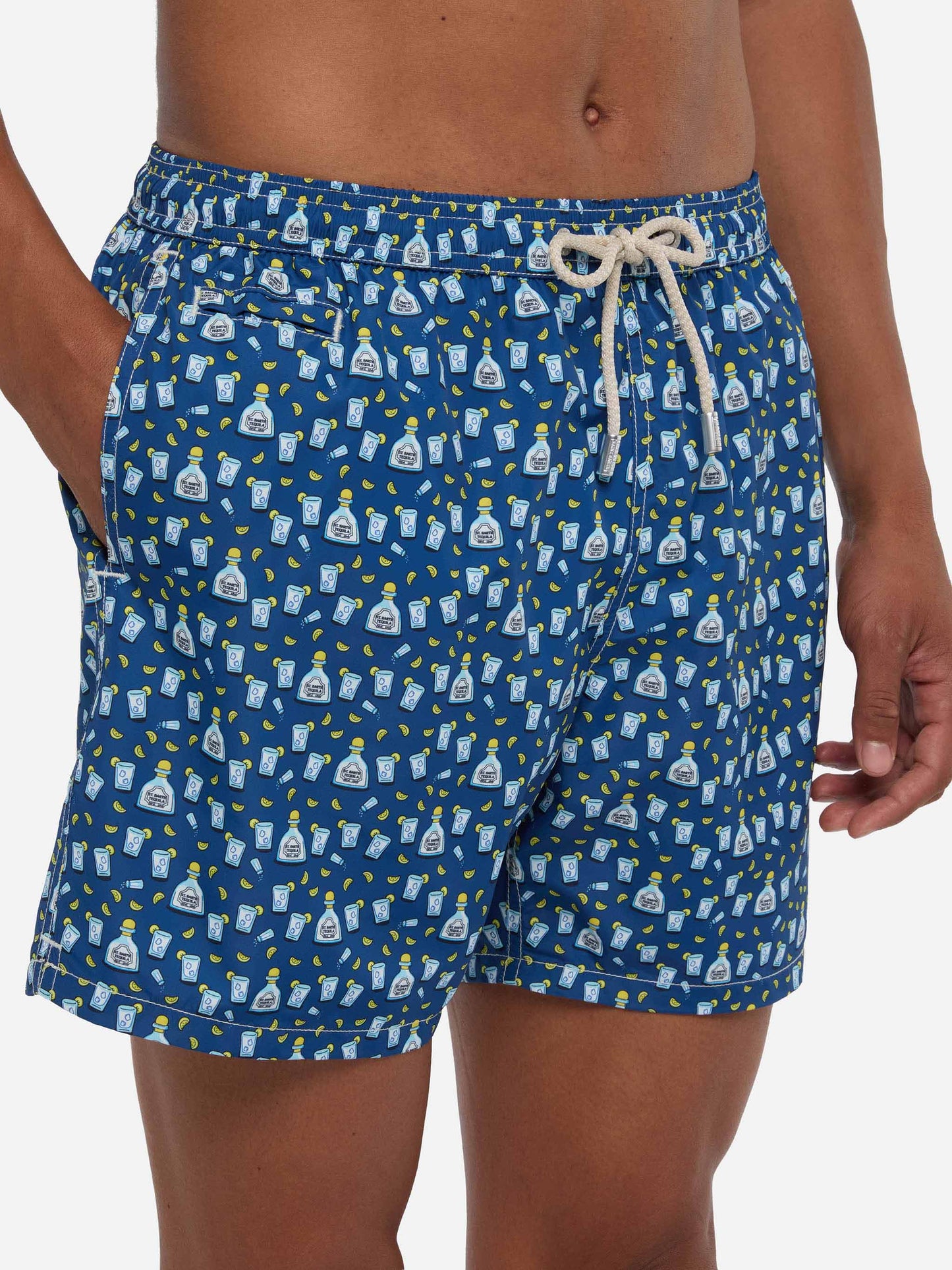 Herren-Badeshorts aus leichtem Stoff mit Tequila-Aufdruck