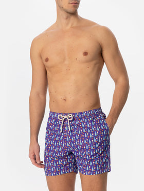 Man light fabric swim shorts with Aperol Spritz print | APEROL SPECIAL EDITION - MC2 Saint Barth