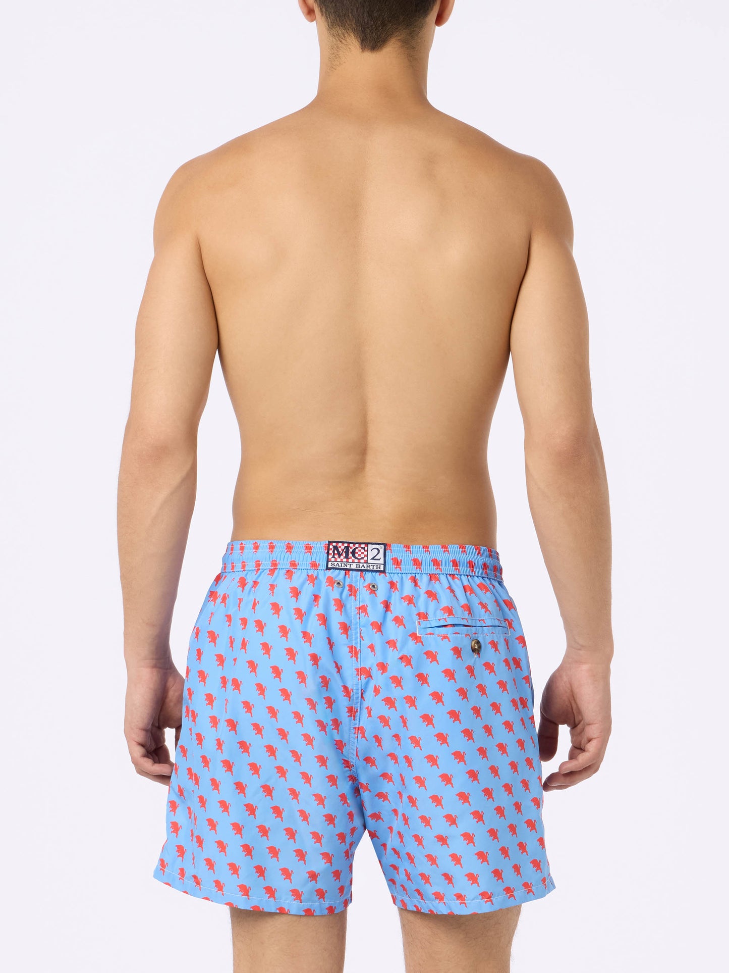 Man lightweight fabric swim shorts with Torino logo print | AC TORINO SPECIAL EDITION - MC2 Saint Barth