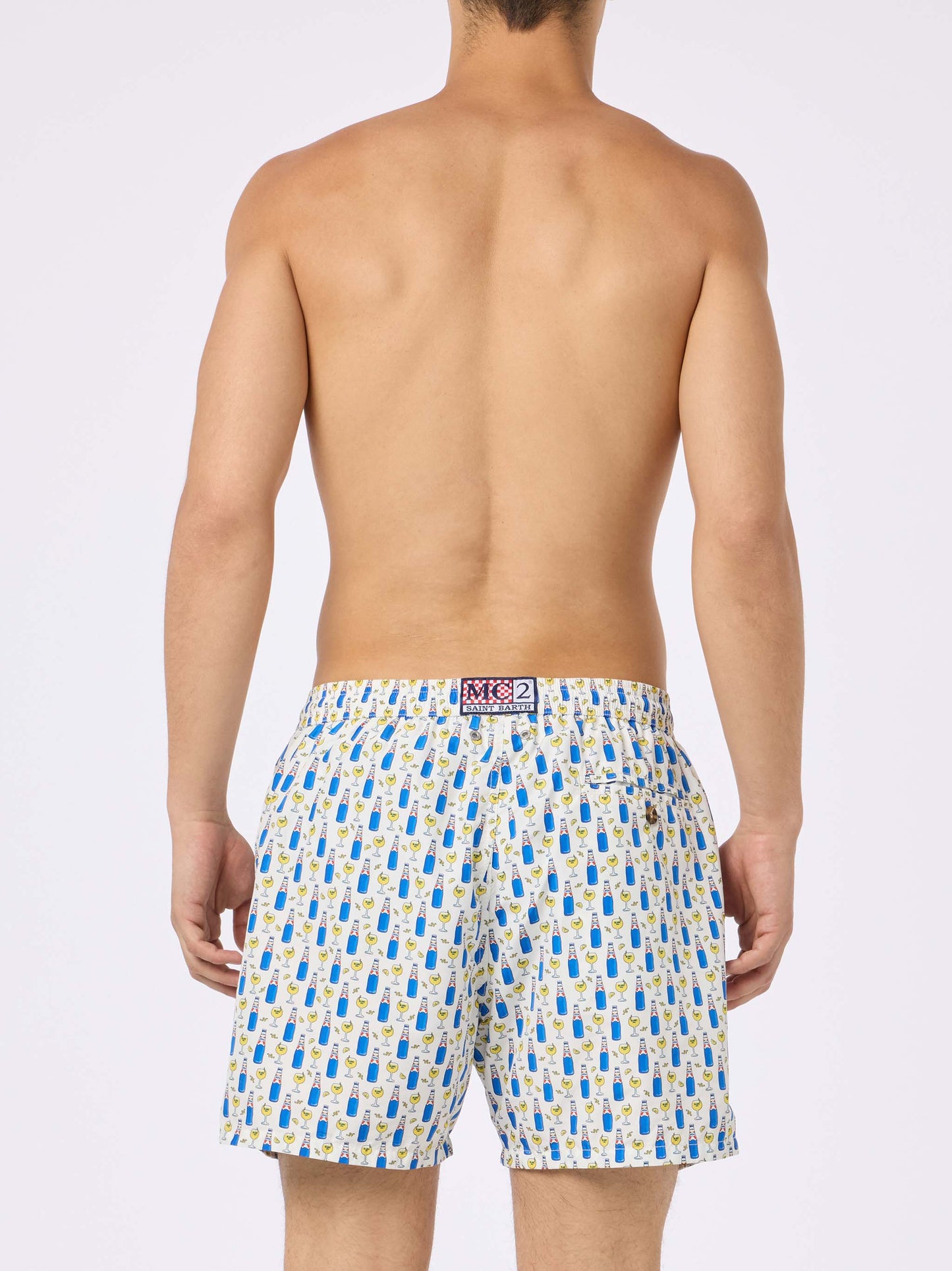 Man lightweight fabric swim shorts with Blanc 1664 print | BLANC 1664 SPECIAL EDITION - MC2 Saint Barth