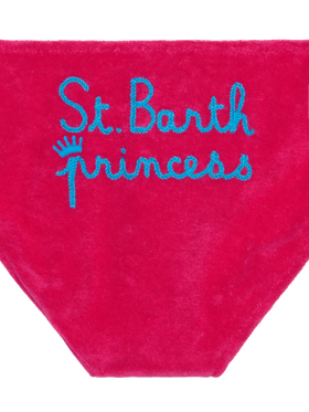 Girl fucsia swim briefs with embroidery - MC2 Saint Barth
