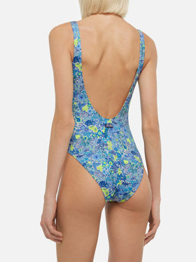 Lora scoopback one piece swimsuit with Margaret Annie print | MADE WITH LIBERTY FABRIC - MC2 Saint Barth