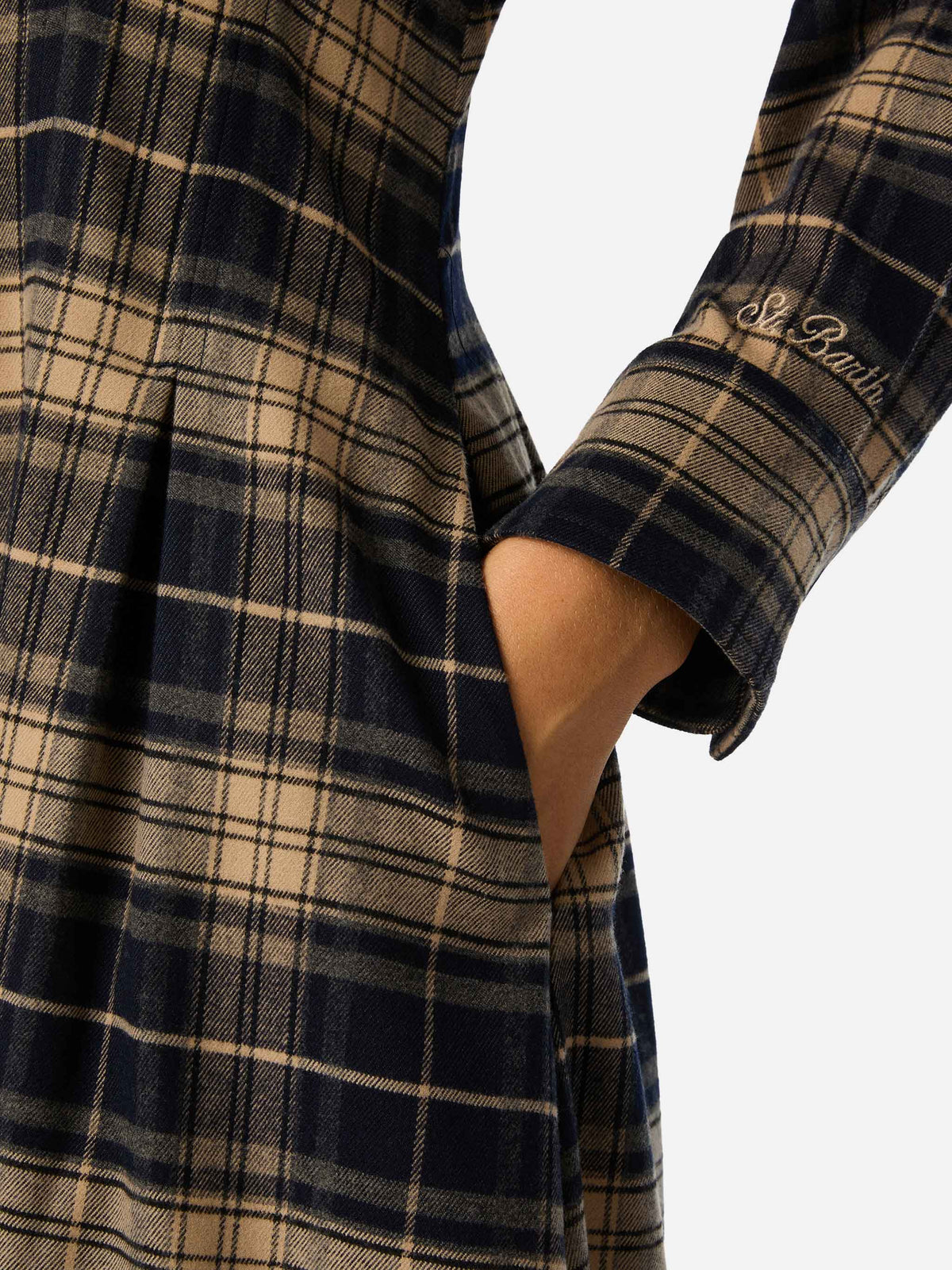 Robe chemise longue Alys en flanelle à motif tartan