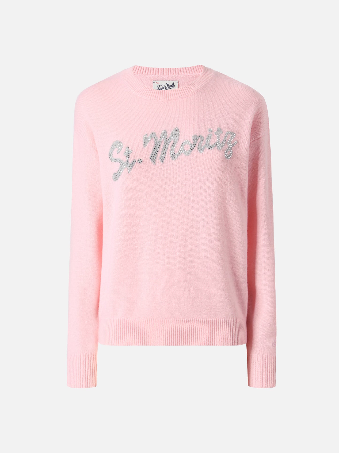Louise Kaschmirpullover in Rosa mit St. Moritz Strassapplikation