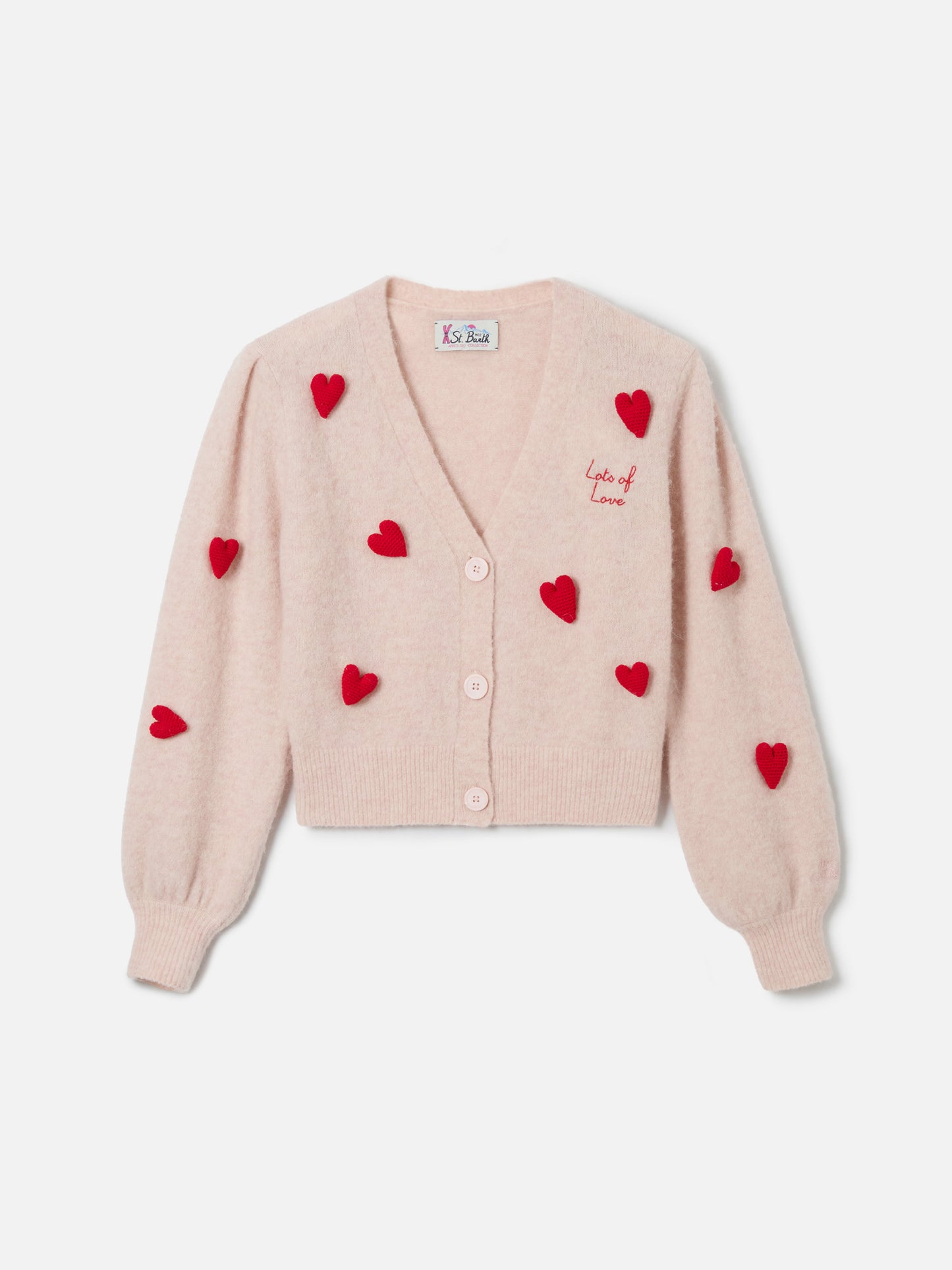 Cardigan crop garzato da donna con maniche a sbuffo