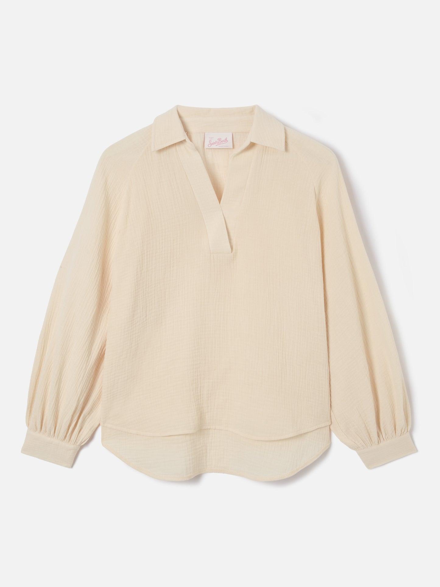 Blouse Maira en mousseline de coton beige
