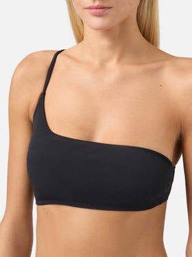 One shoulder bralette bikini Macy Naomi in ribbed black