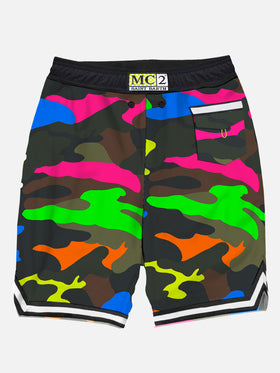 Costume da bagno mimetico fluo multicolor stile surf