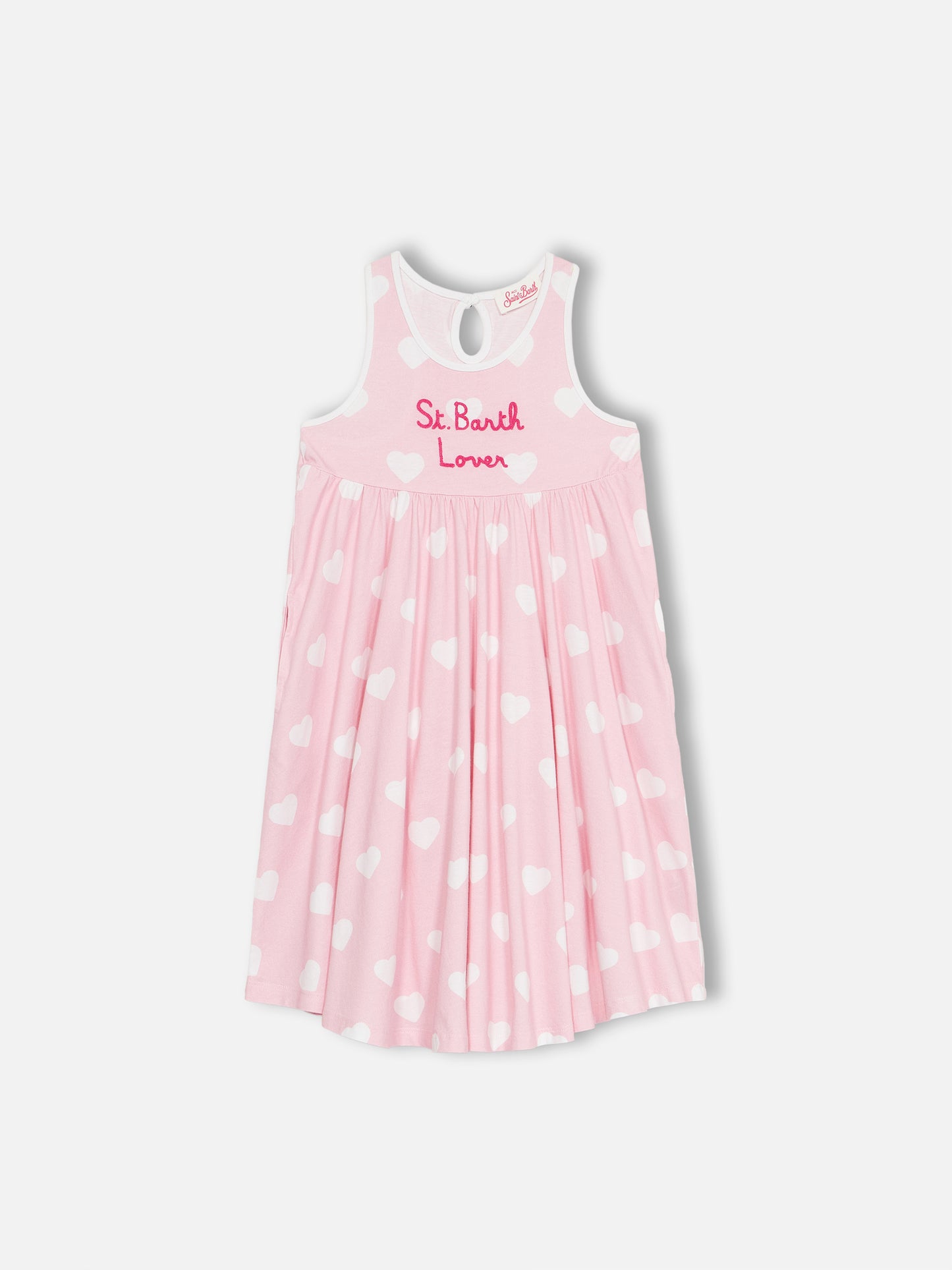 Girl cotton dress Masha with print and "I love St Barth" embroidery - MC2 Saint Barth