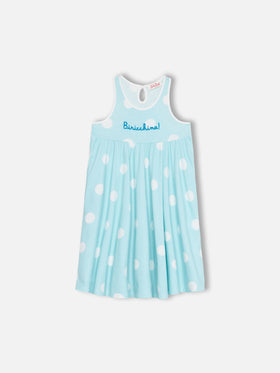 Girl cotton dress Masha with print and "Biricchina" embroidery - MC2 Saint Barth