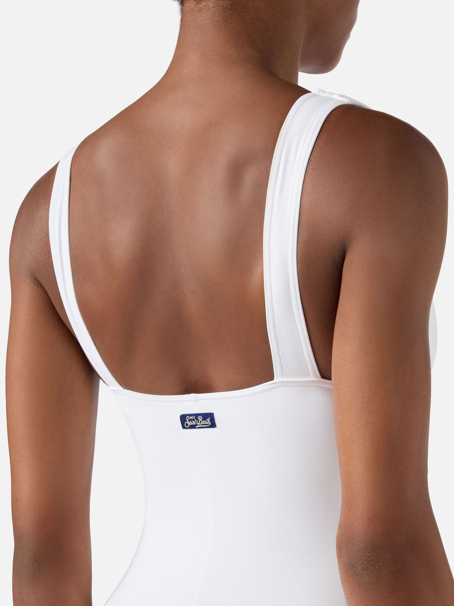 Maillot de bain une-pièce Mavi à décolleté en V profond en blanc uni