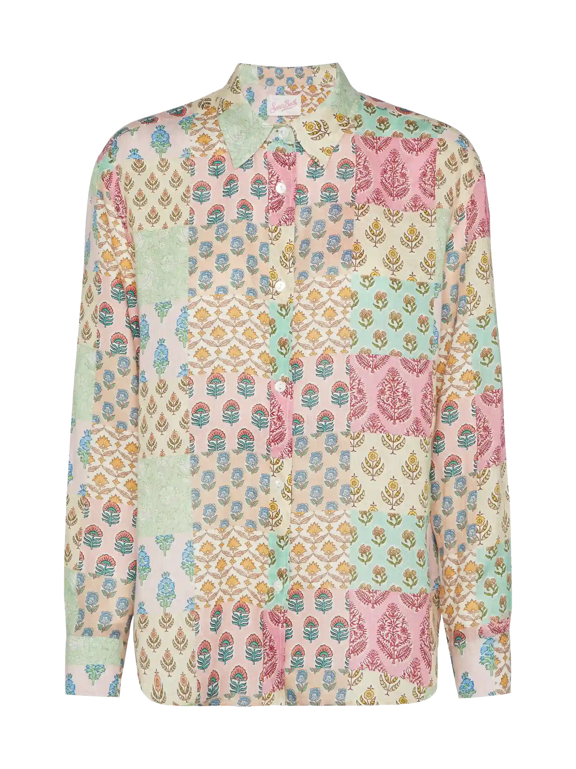 Meredith linen classic shirt with floral patch print - MC2 Saint Barth