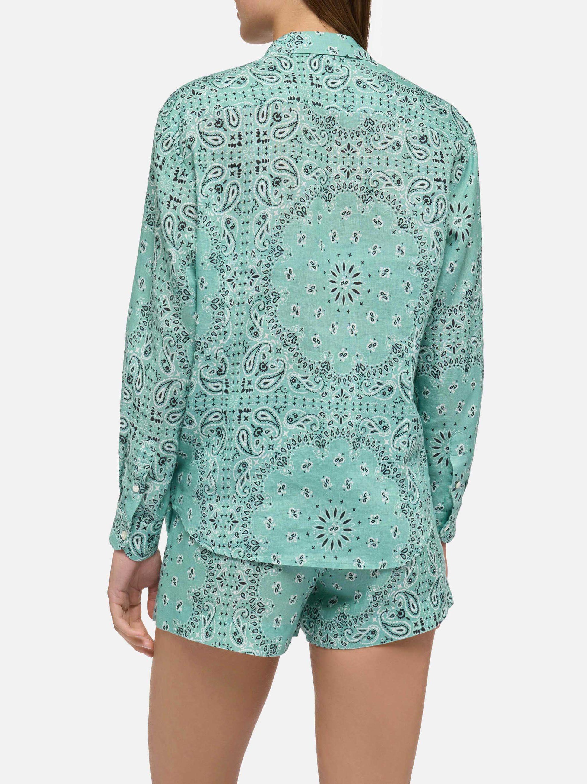 Meredith linen classic shirt with bandanna print - MC2 Saint Barth