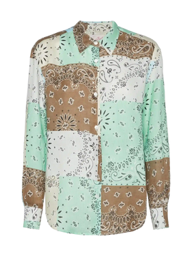 Meredith linen classic shirt with bandanna patch print - MC2 Saint Barth