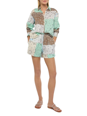 Meredith linen classic shirt with bandanna patch print - MC2 Saint Barth