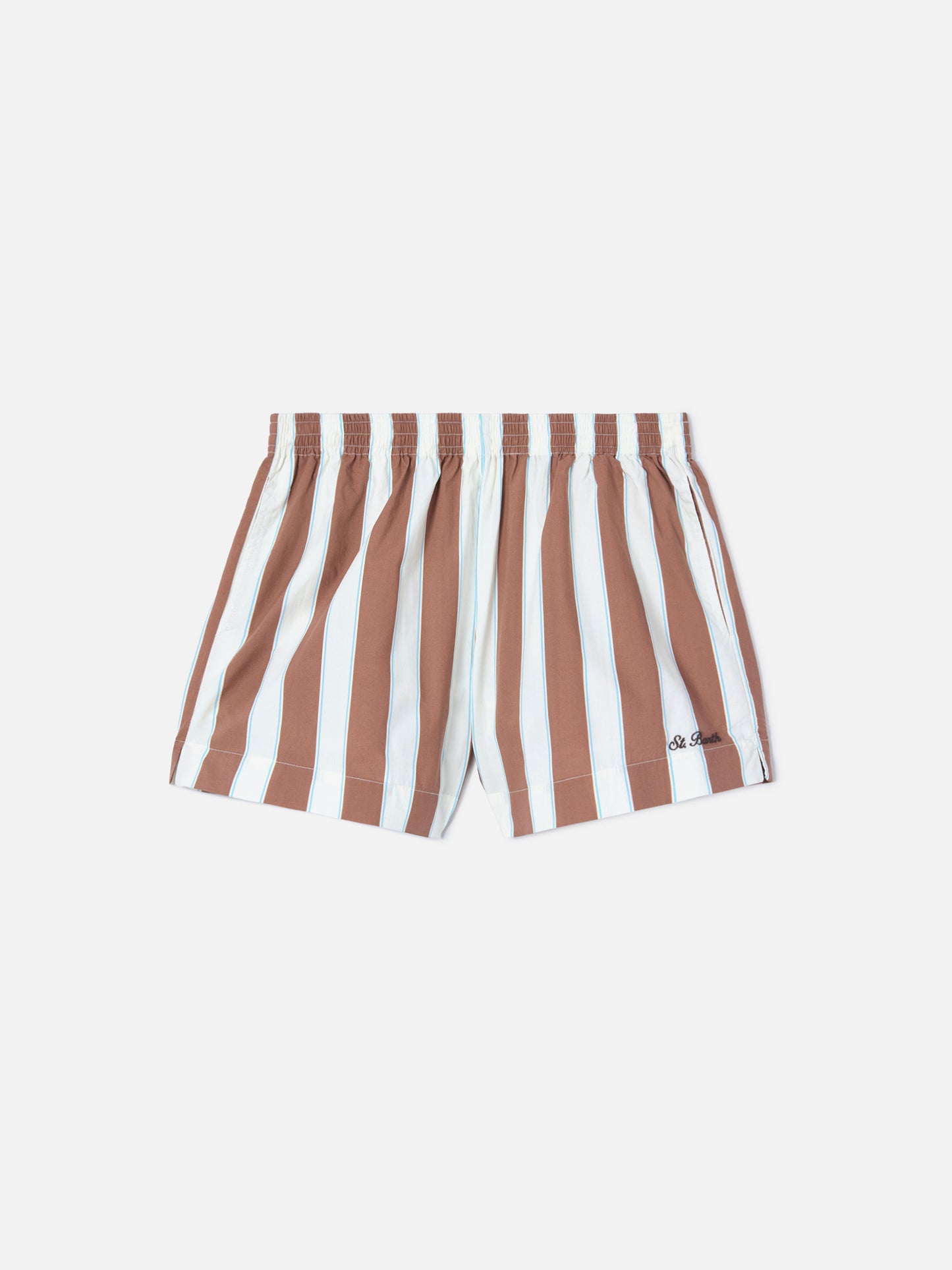 Shorts Meave in cotone a righe marroni