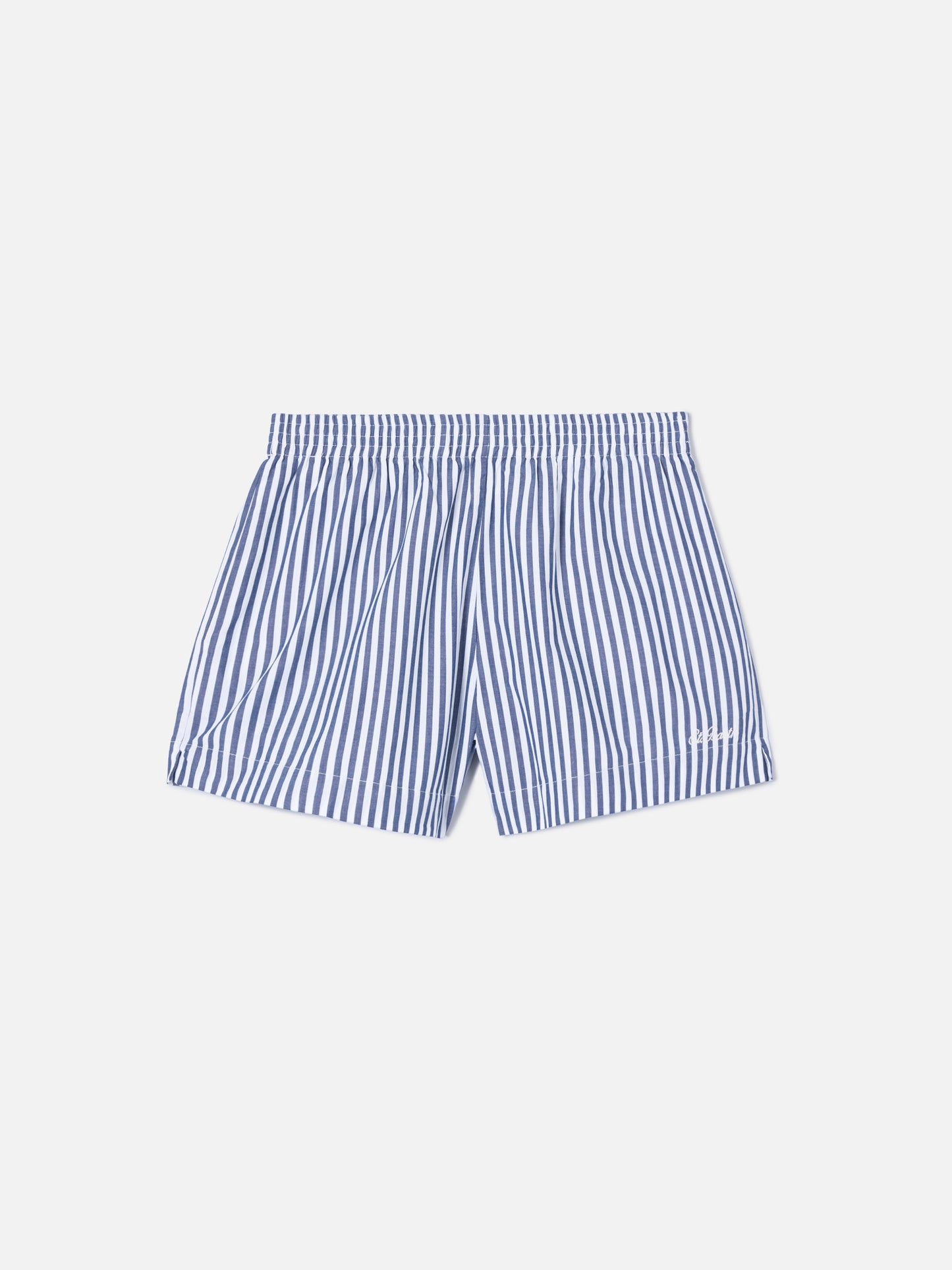 Blaue gestreifte Meave Shorts aus Popeline