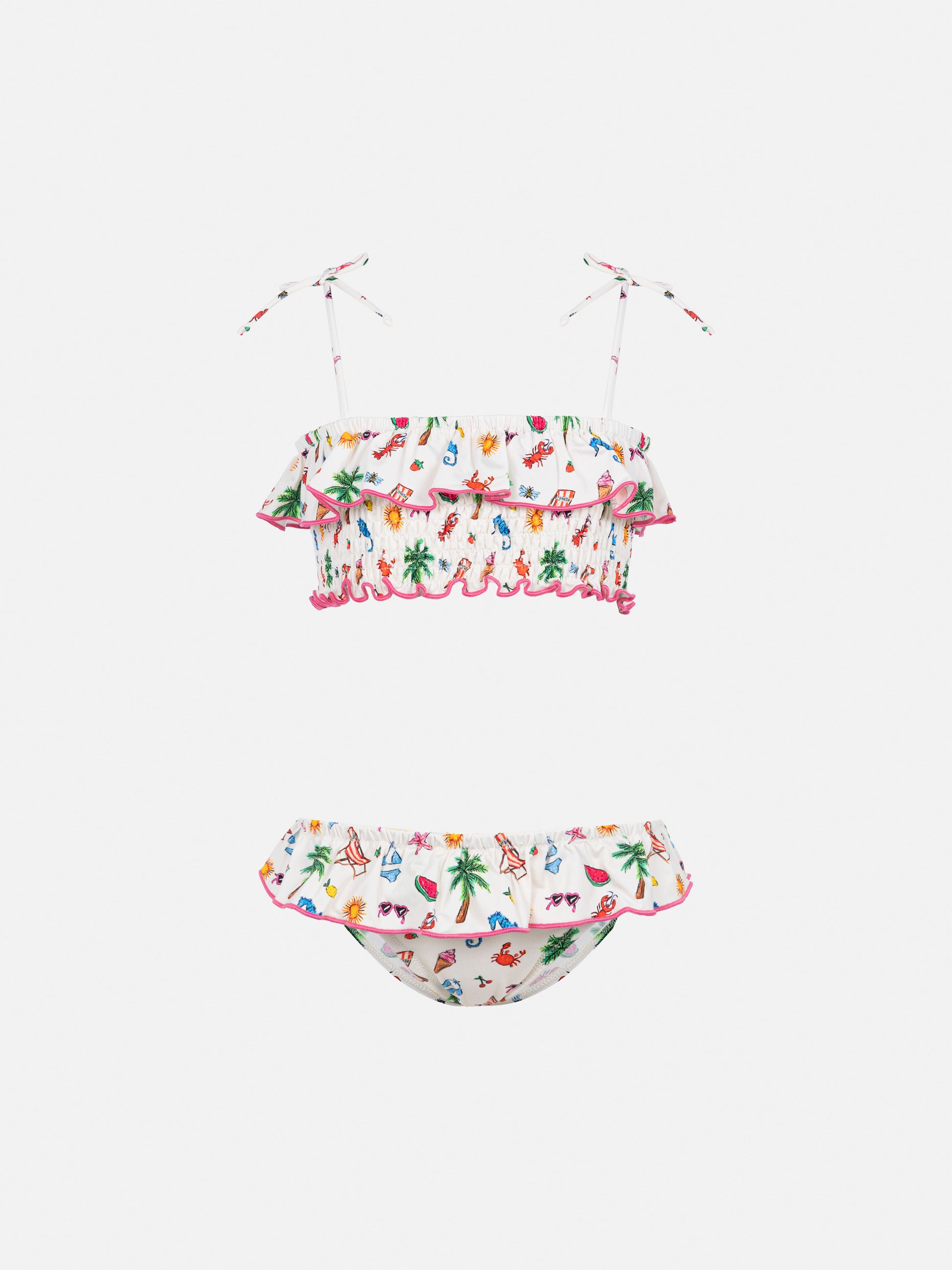 Melie smocked point embroidery bikini with ruffle - MC2 Saint Barth