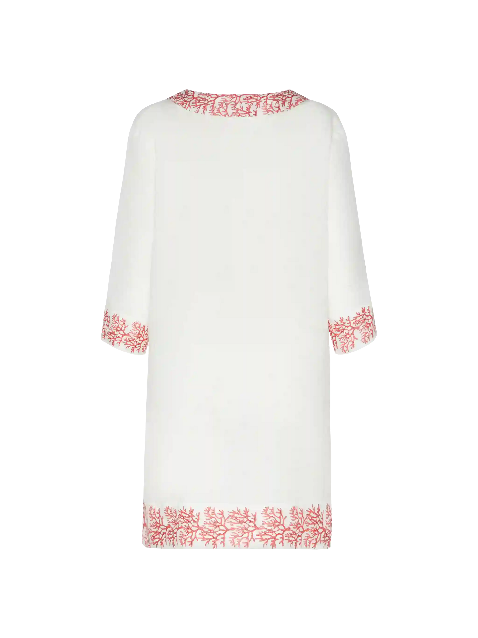 Macha linen tunic dress with coral print - MC2 Saint Barth