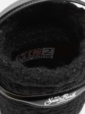 Mila Tweed Bucket Bag in black tweed wool blend