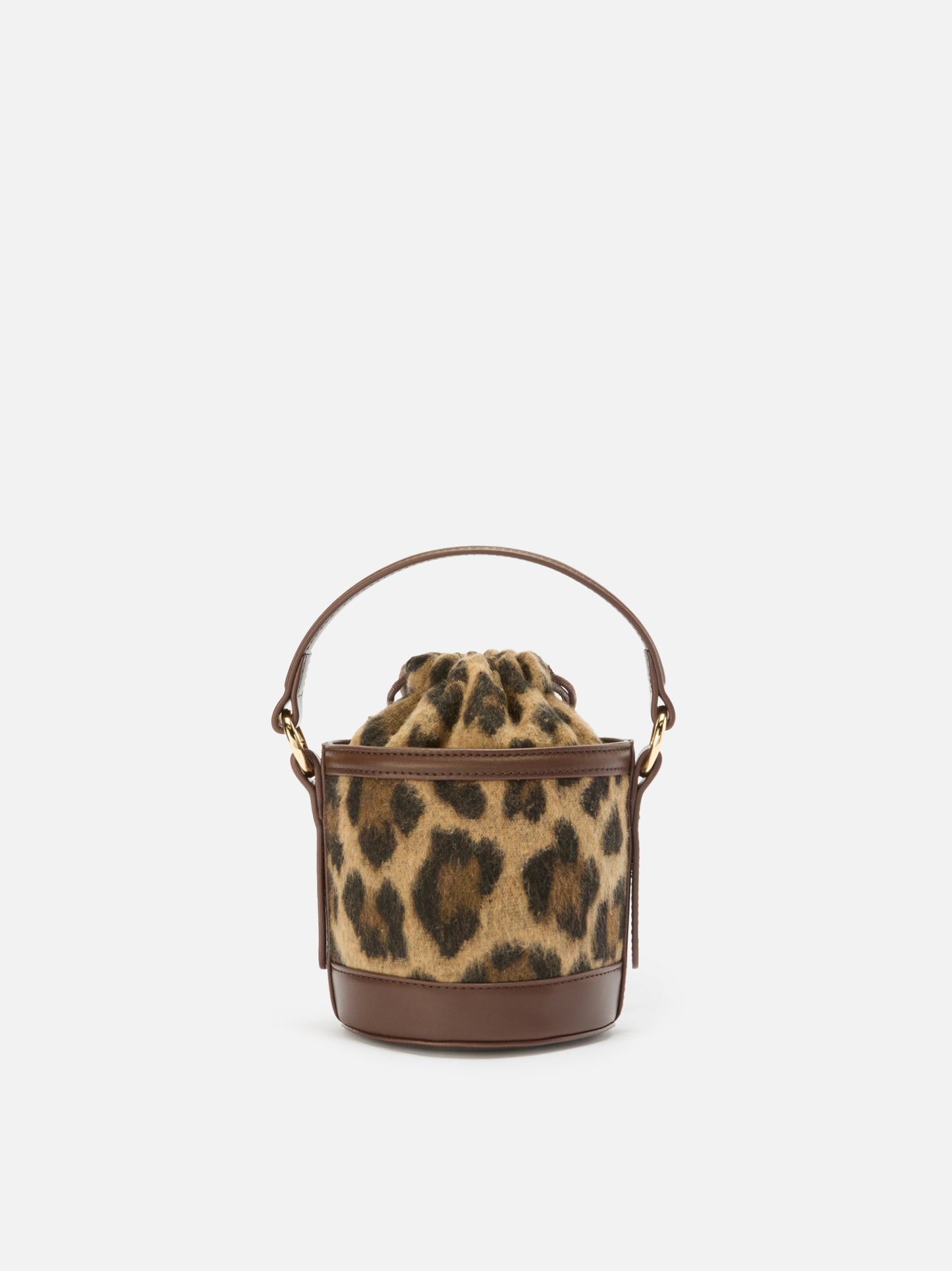 Mila Tweed Bucket Bag in leopard-print wool blend tweed