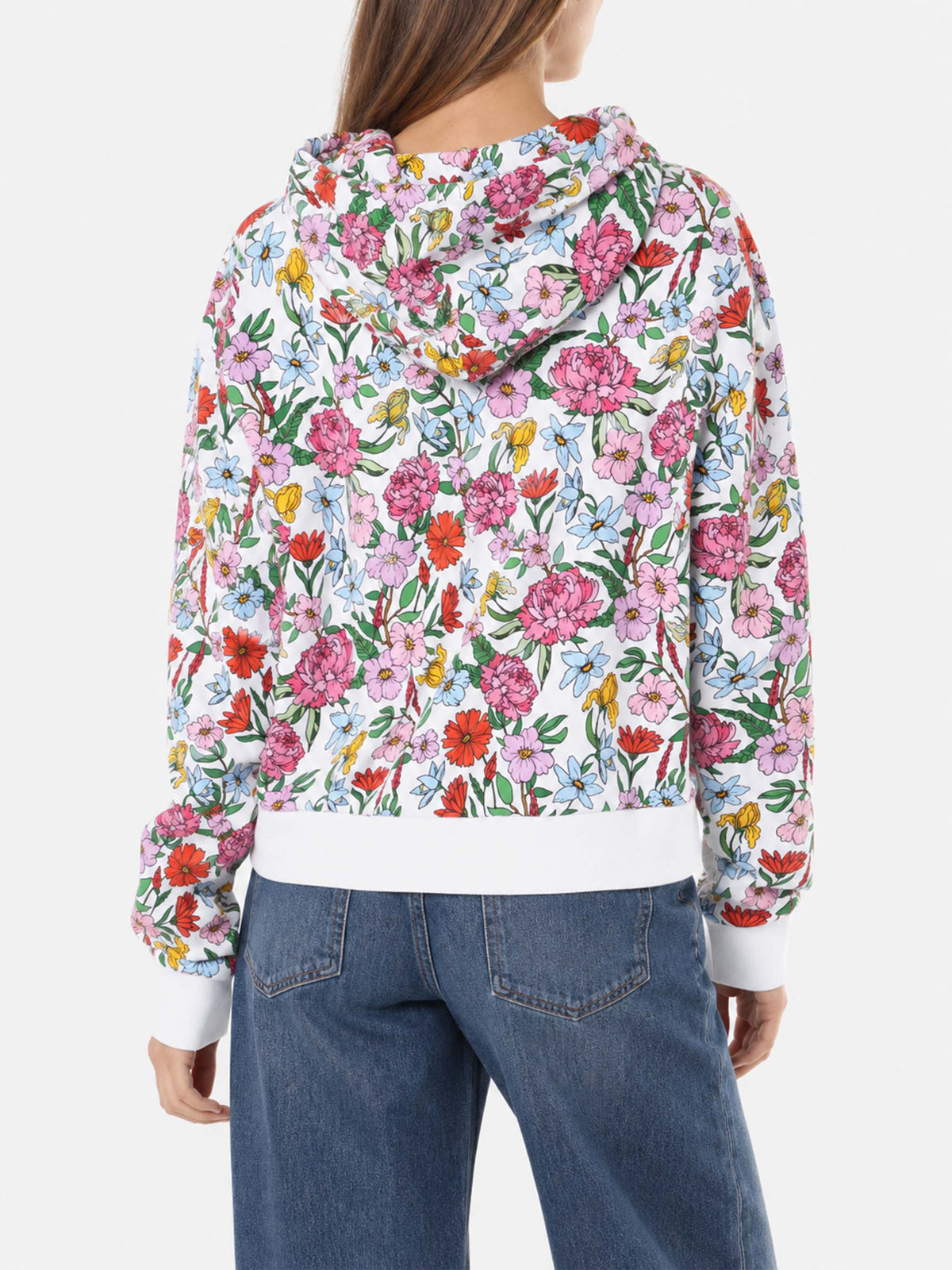 Baumwoll-Hoodie mit Blumenprint